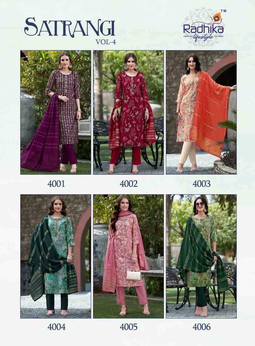 Satrangi Vol-4 By Radhika Lifestyle 4001 To 4006 Series Beautiful Festive Suits Colorful Stylish Fancy Casual Wear & Ethnic Wear Modal Chanderi Dresses At Wholesale Price