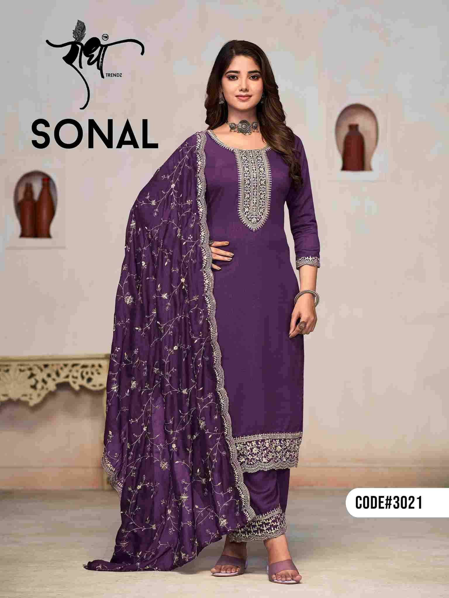 Sonal By Radha Trendz 3021 To 3024 Series Beautiful Festive Suits Colorful Stylish Fancy Casual Wear & Ethnic Wear Pure Vichitra Dresses At Wholesale Price