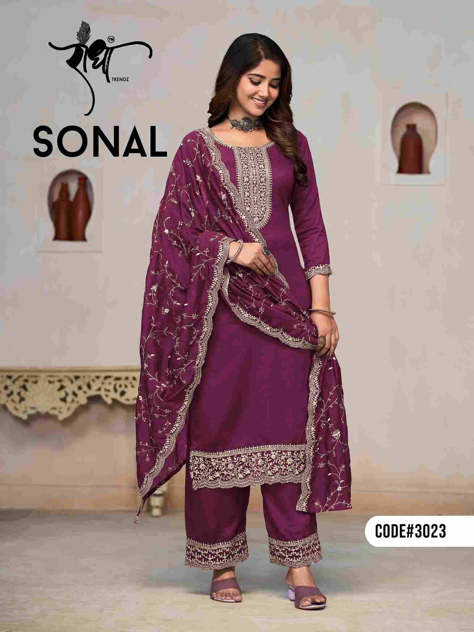 Sonal By Radha Trendz 3021 To 3024 Series Beautiful Festive Suits Colorful Stylish Fancy Casual Wear & Ethnic Wear Pure Vichitra Dresses At Wholesale Price