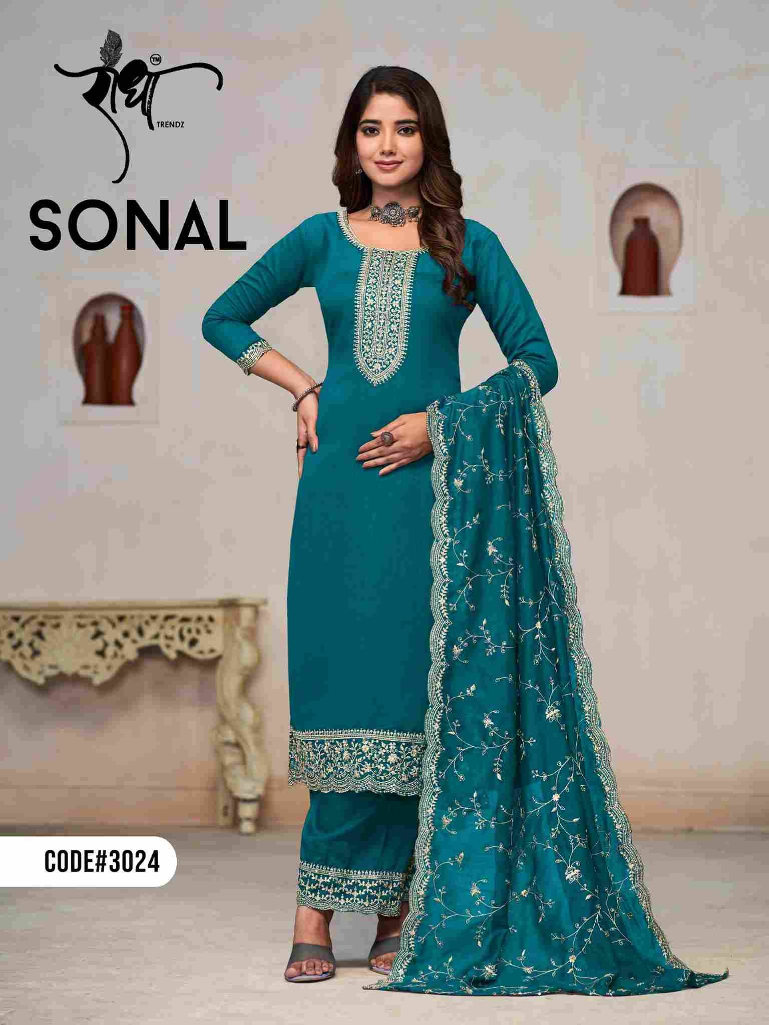 Sonal By Radha Trendz 3021 To 3024 Series Beautiful Festive Suits Colorful Stylish Fancy Casual Wear & Ethnic Wear Pure Vichitra Dresses At Wholesale Price