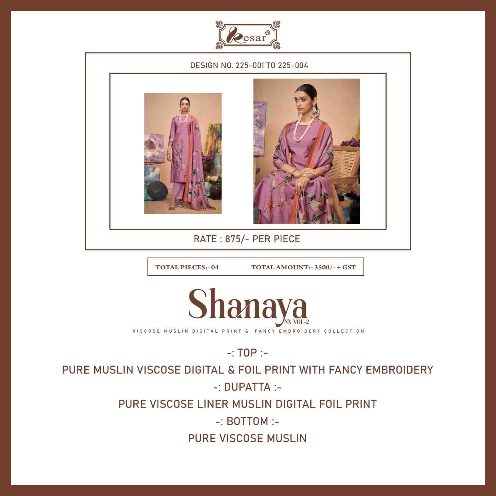 Shanaya Vol-2 Nx By Kesar 225-001 To 225-004 Series Indian Traditional Wear Collection Beautiful Stylish Fancy Colorful Party Wear & Occasional Wear Pure Muslin Viscose Sarees At Wholesale Price