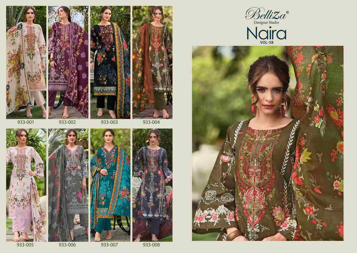 Naira Vol-58 By Belliza 933-001 To 933-008 Series Beautiful Festive Suits Stylish Fancy Colorful Casual Wear & Ethnic Wear Pure Cotton Print Dresses At Wholesale Price