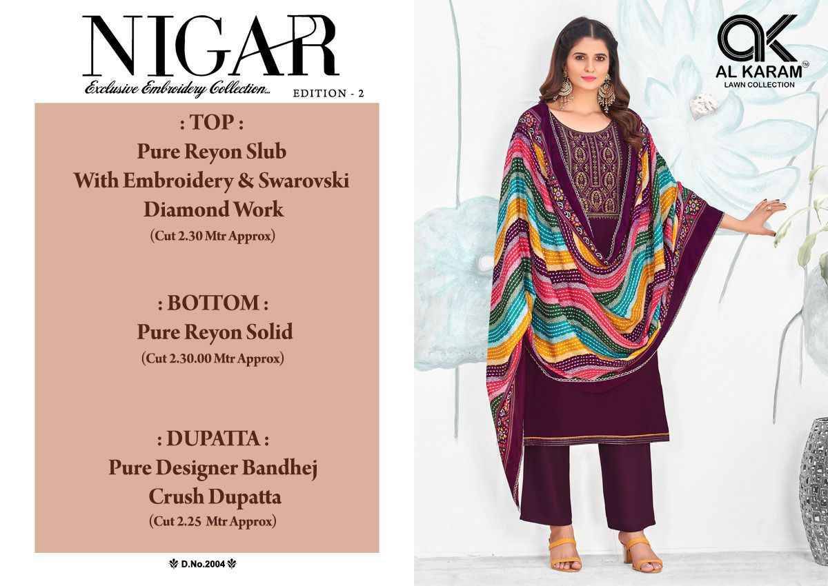 Nigar Vol-2 By Al Karam Lawn Collection 2001 To 2006 Series Beautiful Festive Suits Stylish Fancy Colorful Casual Wear & Ethnic Wear Heavy Rayon Slub Print Dresses At Wholesale Price