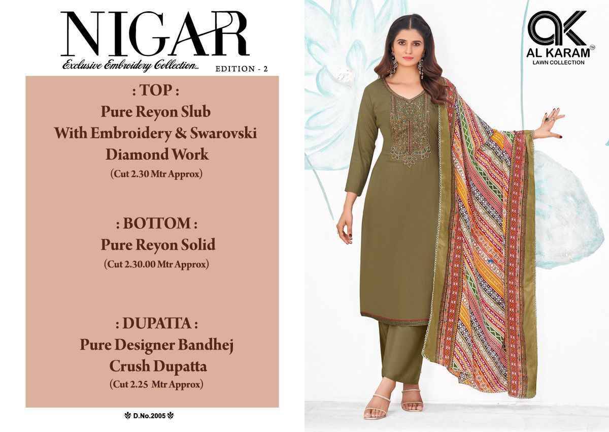 Nigar Vol-2 By Al Karam Lawn Collection 2001 To 2006 Series Beautiful Festive Suits Stylish Fancy Colorful Casual Wear & Ethnic Wear Heavy Rayon Slub Print Dresses At Wholesale Price