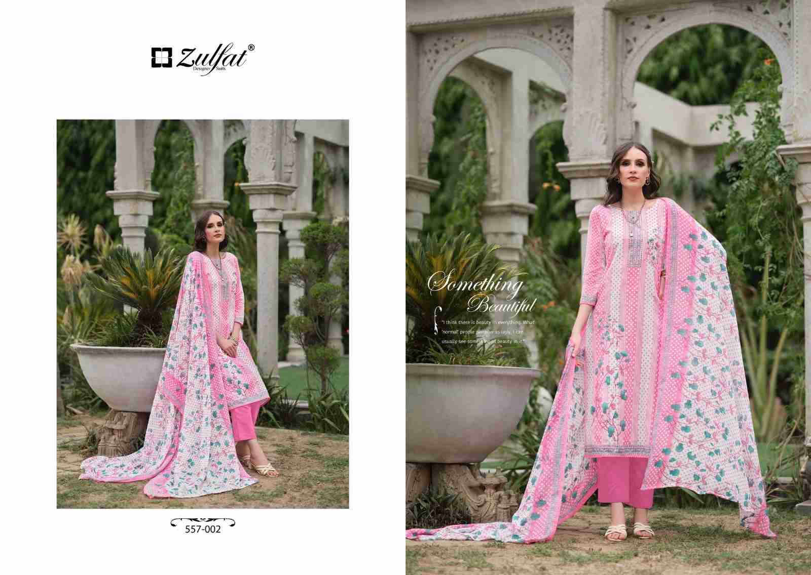 Nazrana Vol-3 By Zulfat 557-001 To 557-008 Series Beautiful Festive Suits Stylish Fancy Colorful Casual Wear & Ethnic Wear Pure Cotton Print Dresses At Wholesale Price