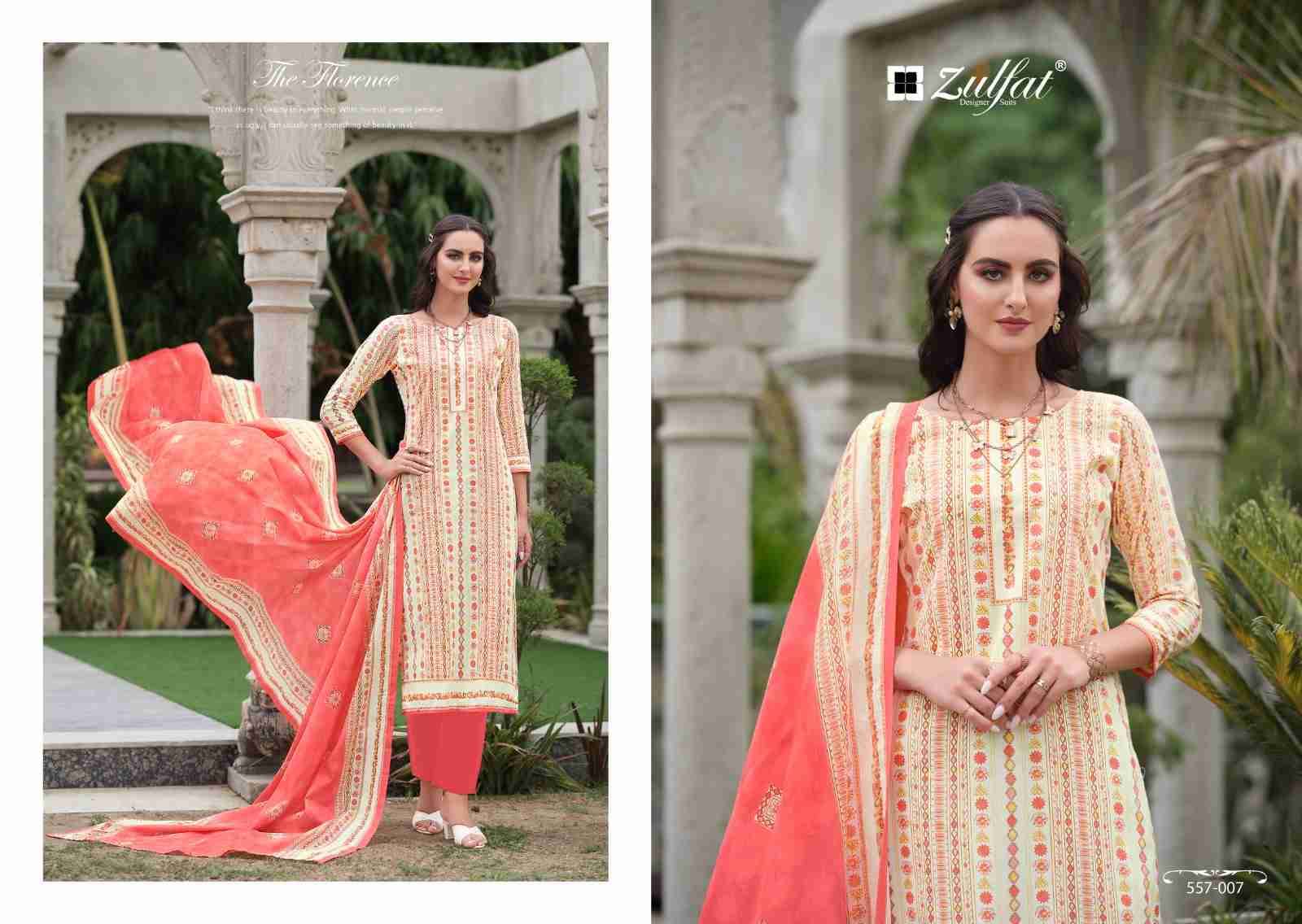 Nazrana Vol-3 By Zulfat 557-001 To 557-008 Series Beautiful Festive Suits Stylish Fancy Colorful Casual Wear & Ethnic Wear Pure Cotton Print Dresses At Wholesale Price