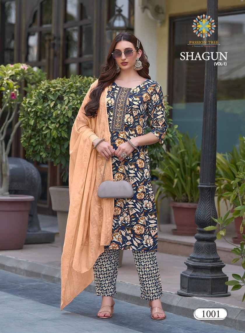 Shagun Vol-1 By Passion Tree 1001 To 1008 Series Beautiful Festive Suits Stylish Fancy Colorful Party Wear & Occasional Wear Rayon Foil Dresses At Wholesale Price