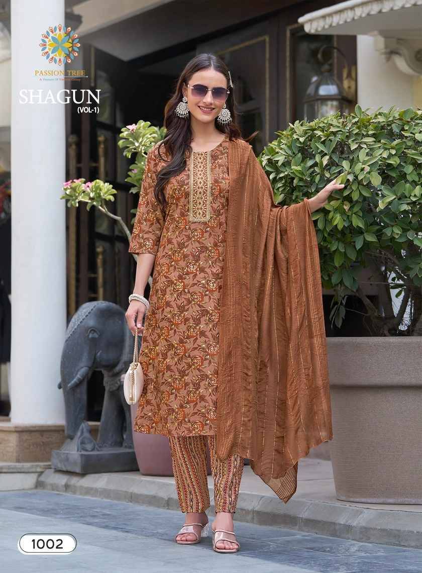 Shagun Vol-1 By Passion Tree 1001 To 1008 Series Beautiful Festive Suits Stylish Fancy Colorful Party Wear & Occasional Wear Rayon Foil Dresses At Wholesale Price