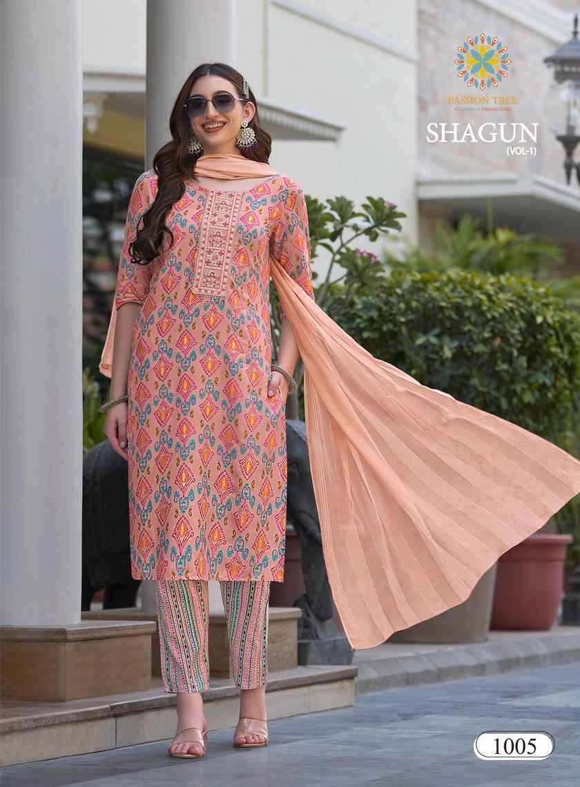 Shagun Vol-1 By Passion Tree 1001 To 1008 Series Beautiful Festive Suits Stylish Fancy Colorful Party Wear & Occasional Wear Rayon Foil Dresses At Wholesale Price