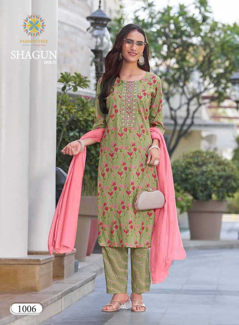 Shagun Vol-1 By Passion Tree 1001 To 1008 Series Beautiful Festive Suits Stylish Fancy Colorful Party Wear & Occasional Wear Rayon Foil Dresses At Wholesale Price