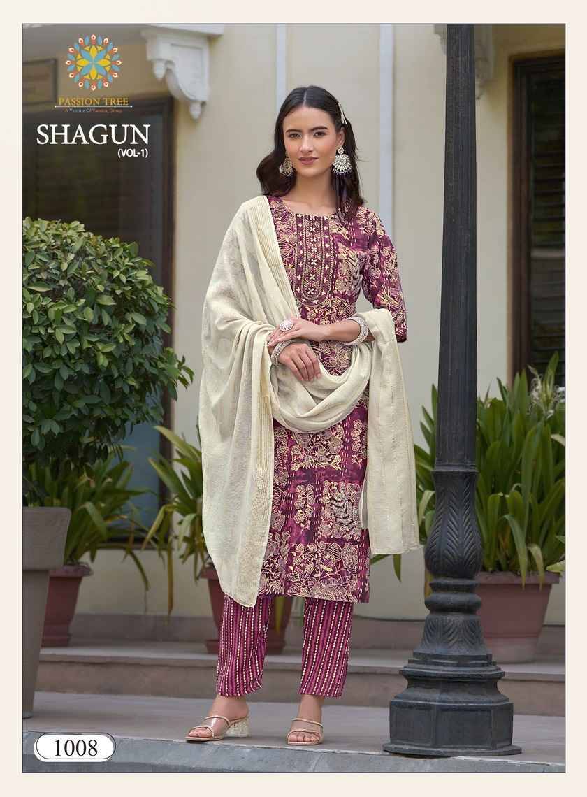 Shagun Vol-1 By Passion Tree 1001 To 1008 Series Beautiful Festive Suits Stylish Fancy Colorful Party Wear & Occasional Wear Rayon Foil Dresses At Wholesale Price