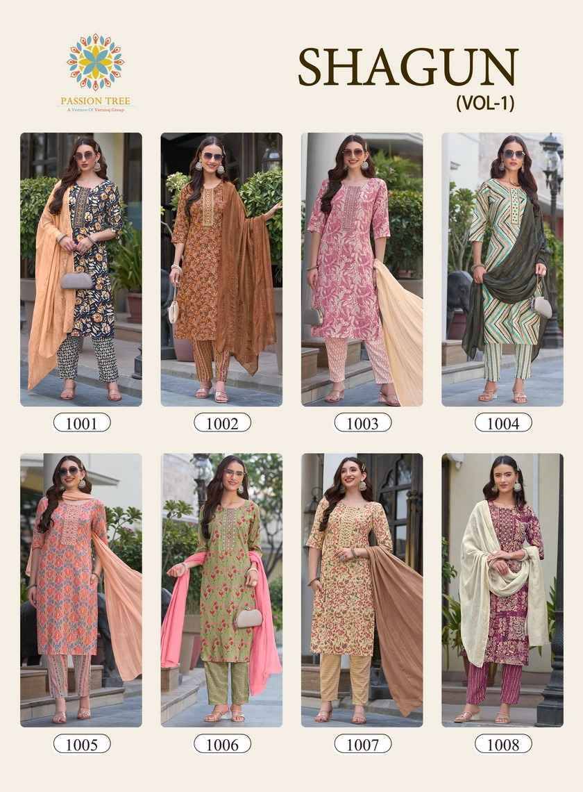 Shagun Vol-1 By Passion Tree 1001 To 1008 Series Beautiful Festive Suits Stylish Fancy Colorful Party Wear & Occasional Wear Rayon Foil Dresses At Wholesale Price