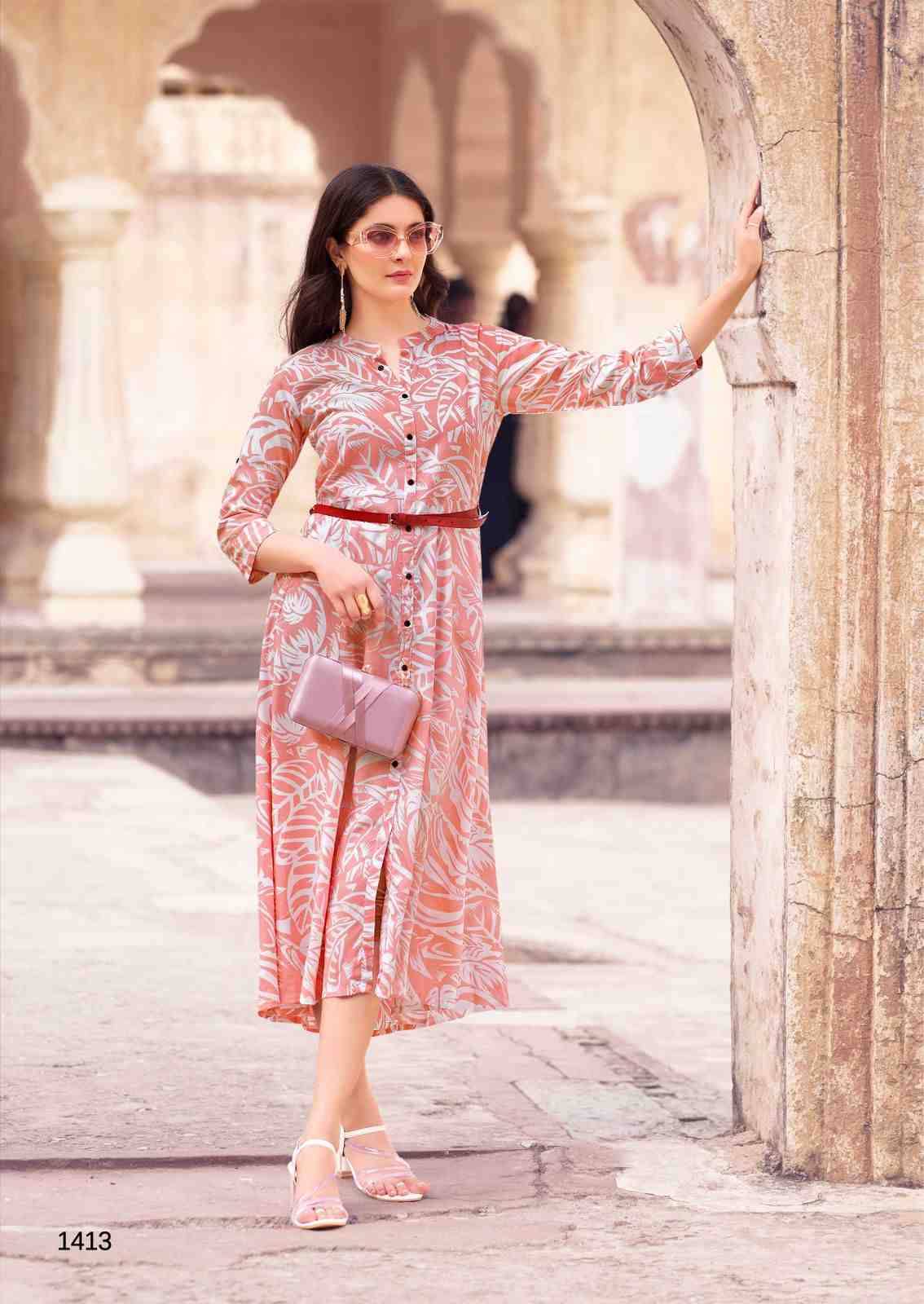 Belt Vol-16 By Mittoo 1413 To 1418 Series Designer Stylish Fancy Colorful Beautiful Party Wear & Ethnic Wear Collection Rayon Print Kurtis At Wholesale Price