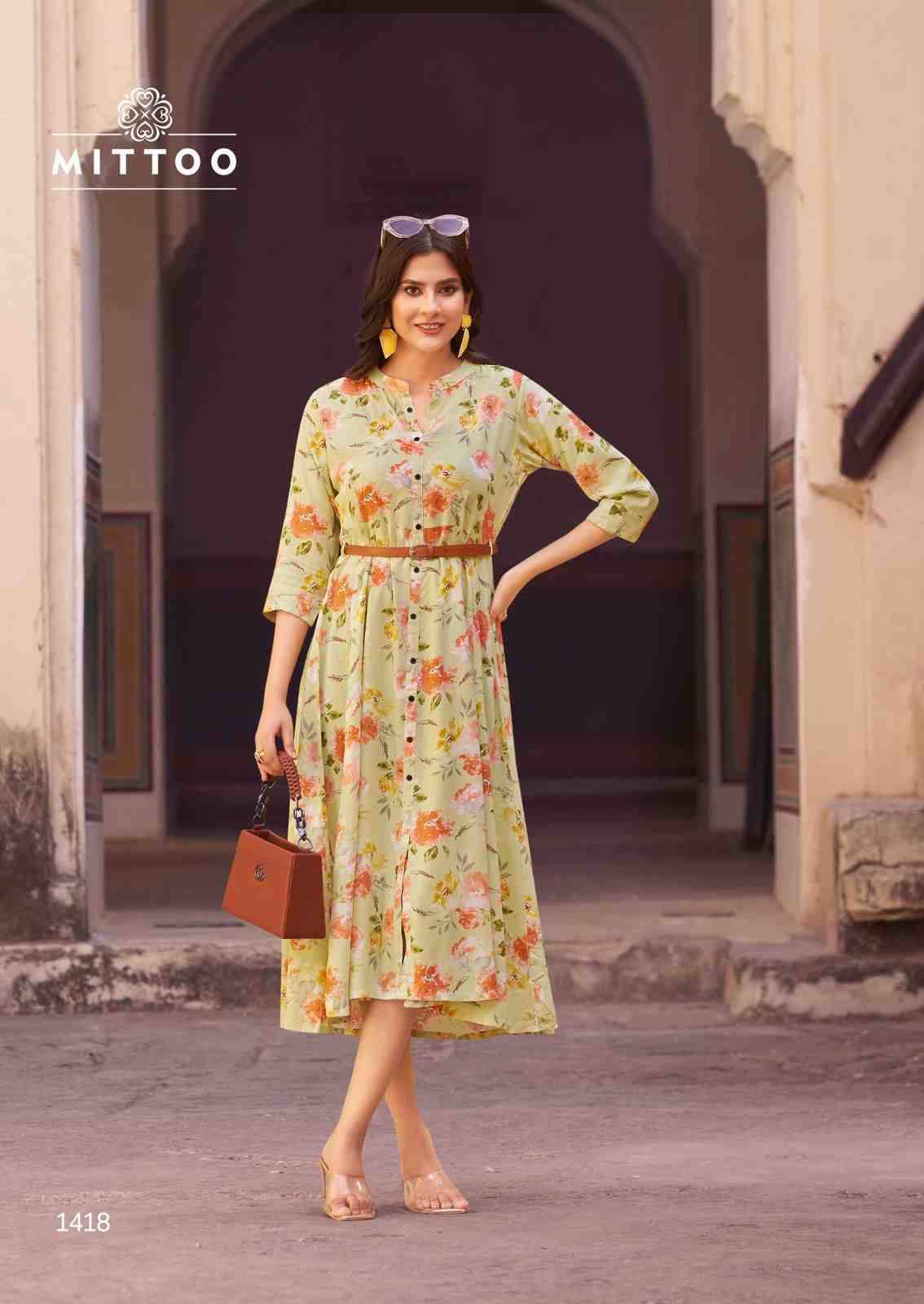 Belt Vol-16 By Mittoo 1413 To 1418 Series Designer Stylish Fancy Colorful Beautiful Party Wear & Ethnic Wear Collection Rayon Print Kurtis At Wholesale Price