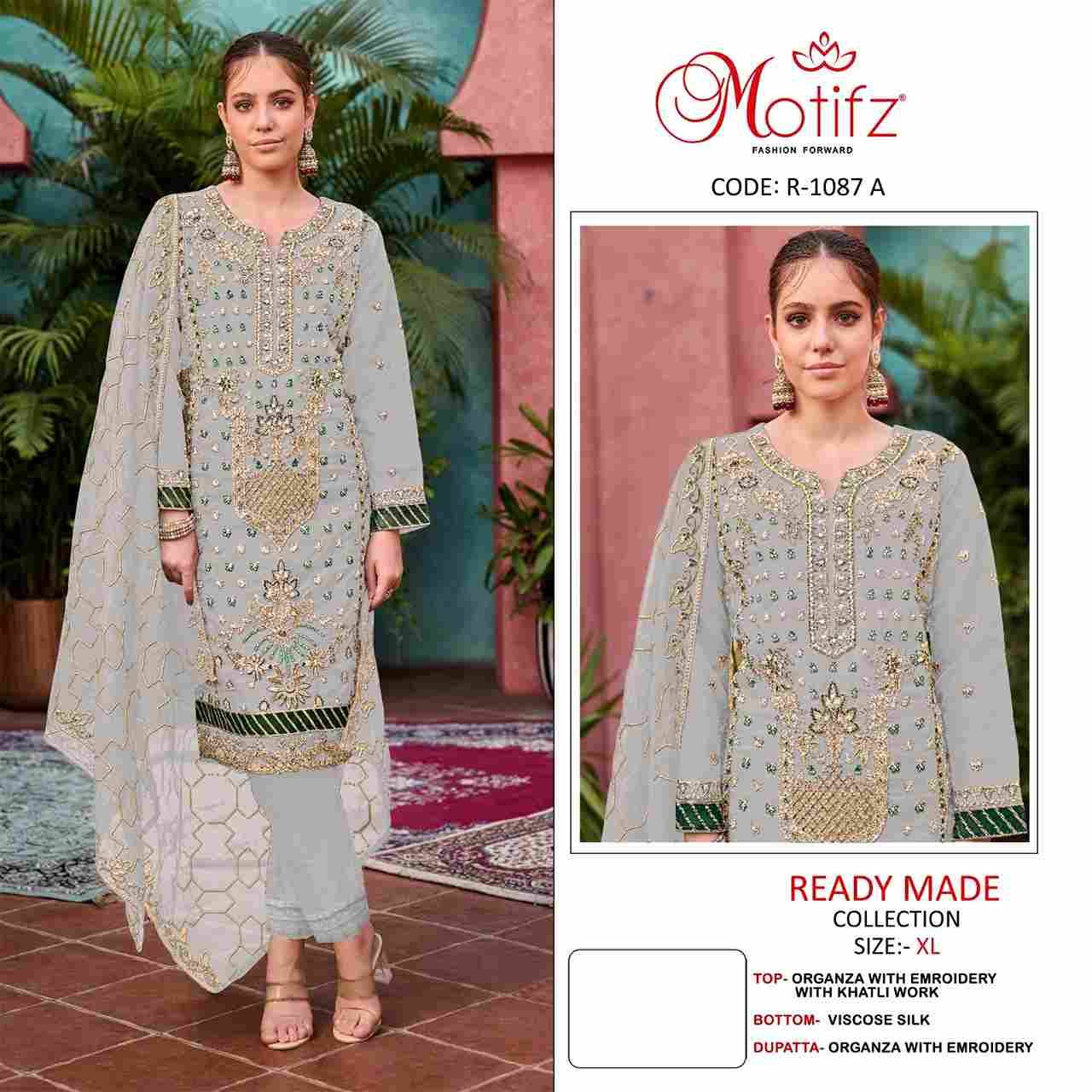 Motifz Hit Design 1087 Colours By Motifz 1087-A To 1087-D Series Designer Pakistani Suits Collection Beautiful Stylish Fancy Colorful Party Wear & Occasional Wear Organza With Embroidered Dresses At Wholesale Price