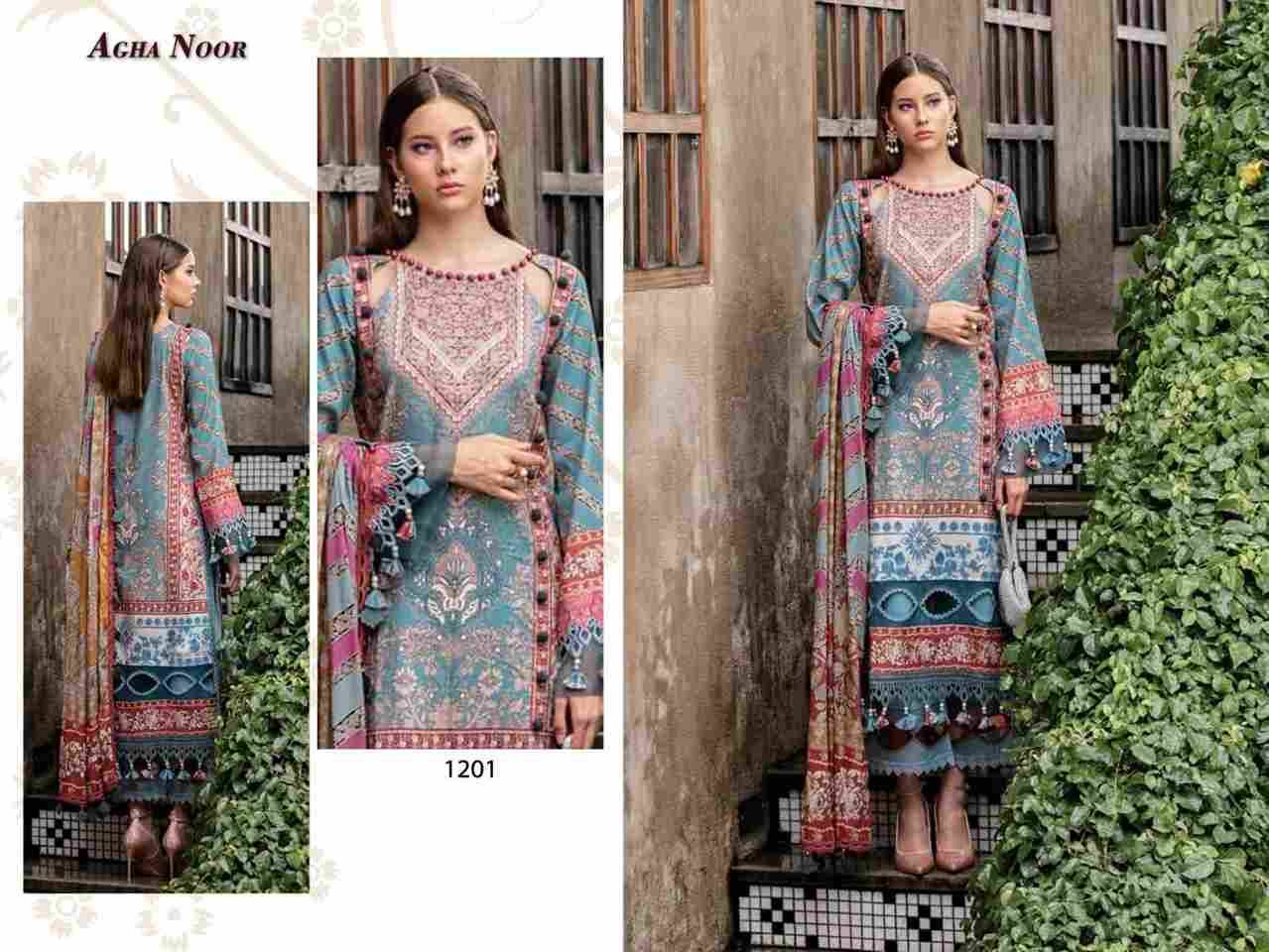 Luxury Lawn Collection Vol-12 By Agha Noor 1201 To 1206 Series Beautiful Pakistani Suits Stylish Fancy Colorful Party Wear & Occasional Wear Lawn Cotton Dresses At Wholesale Price