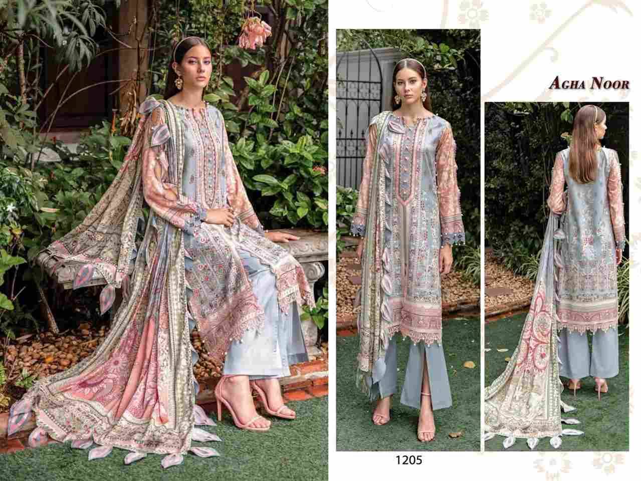 Luxury Lawn Collection Vol-12 By Agha Noor 1201 To 1206 Series Beautiful Pakistani Suits Stylish Fancy Colorful Party Wear & Occasional Wear Lawn Cotton Dresses At Wholesale Price