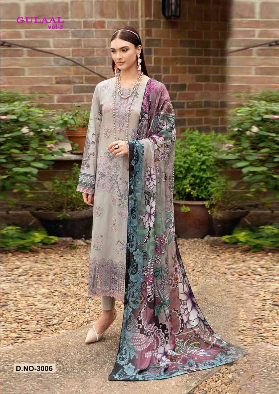 Gulaal Vol-3 By Nand Gopal Print 3001 To 3008 Series Beautiful Festive Suits Colorful Stylish Fancy Casual Wear & Ethnic Wear Pure Cotton Print Dresses At Wholesale Price