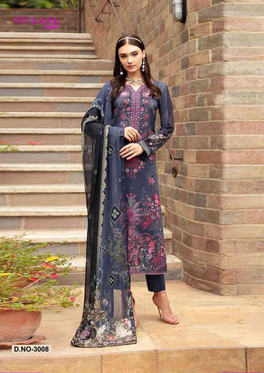 Gulaal Vol-3 By Nand Gopal Print 3001 To 3008 Series Beautiful Festive Suits Colorful Stylish Fancy Casual Wear & Ethnic Wear Pure Cotton Print Dresses At Wholesale Price