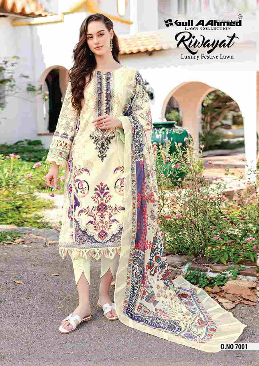 Riwayat Vol-7 By Gull Aahmed 7001 To 7006 Series Beautiful Festive Suits Stylish Fancy Colorful Casual Wear & Ethnic Wear Pure Lawn Embroidered Dresses At Wholesale Price