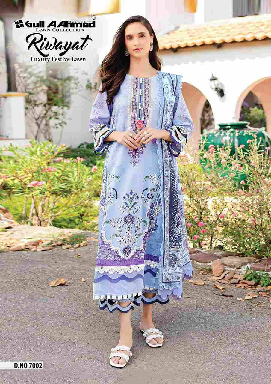 Riwayat Vol-7 By Gull Aahmed 7001 To 7006 Series Beautiful Festive Suits Stylish Fancy Colorful Casual Wear & Ethnic Wear Pure Lawn Embroidered Dresses At Wholesale Price