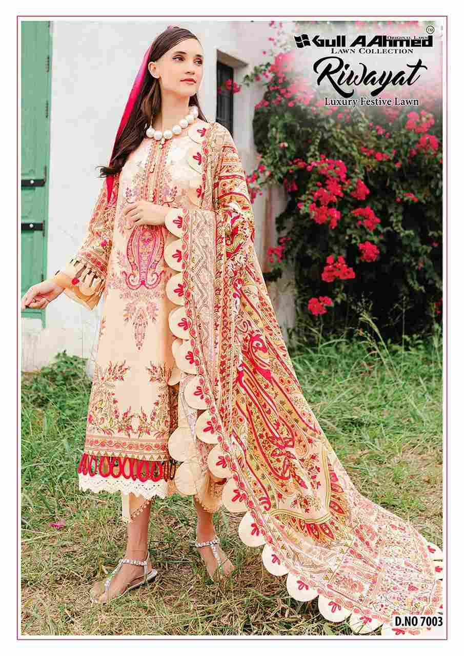 Riwayat Vol-7 By Gull Aahmed 7001 To 7006 Series Beautiful Festive Suits Stylish Fancy Colorful Casual Wear & Ethnic Wear Pure Lawn Embroidered Dresses At Wholesale Price