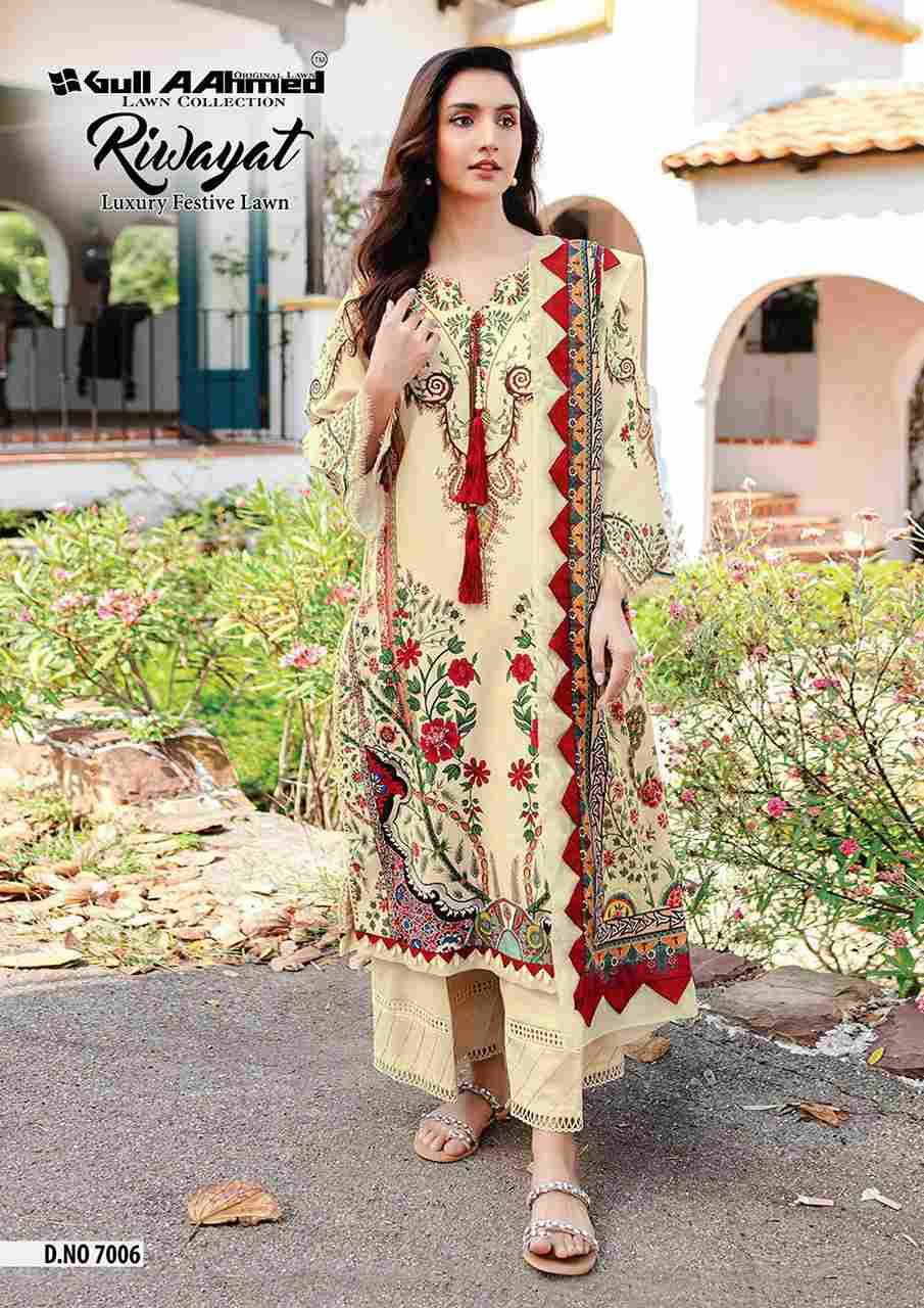 Riwayat Vol-7 By Gull Aahmed 7001 To 7006 Series Beautiful Festive Suits Stylish Fancy Colorful Casual Wear & Ethnic Wear Pure Lawn Embroidered Dresses At Wholesale Price