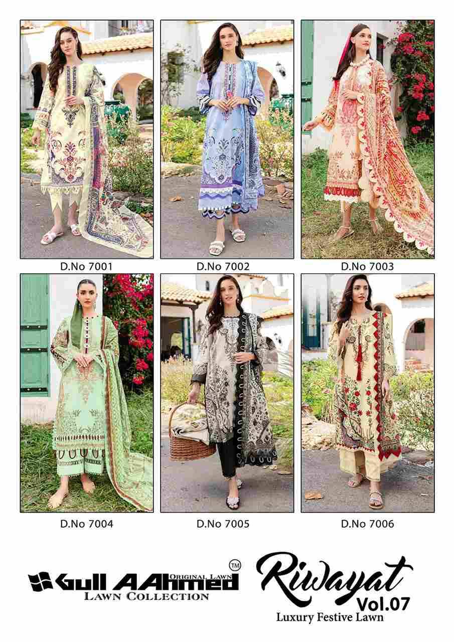 Riwayat Vol-7 By Gull Aahmed 7001 To 7006 Series Beautiful Festive Suits Stylish Fancy Colorful Casual Wear & Ethnic Wear Pure Lawn Embroidered Dresses At Wholesale Price