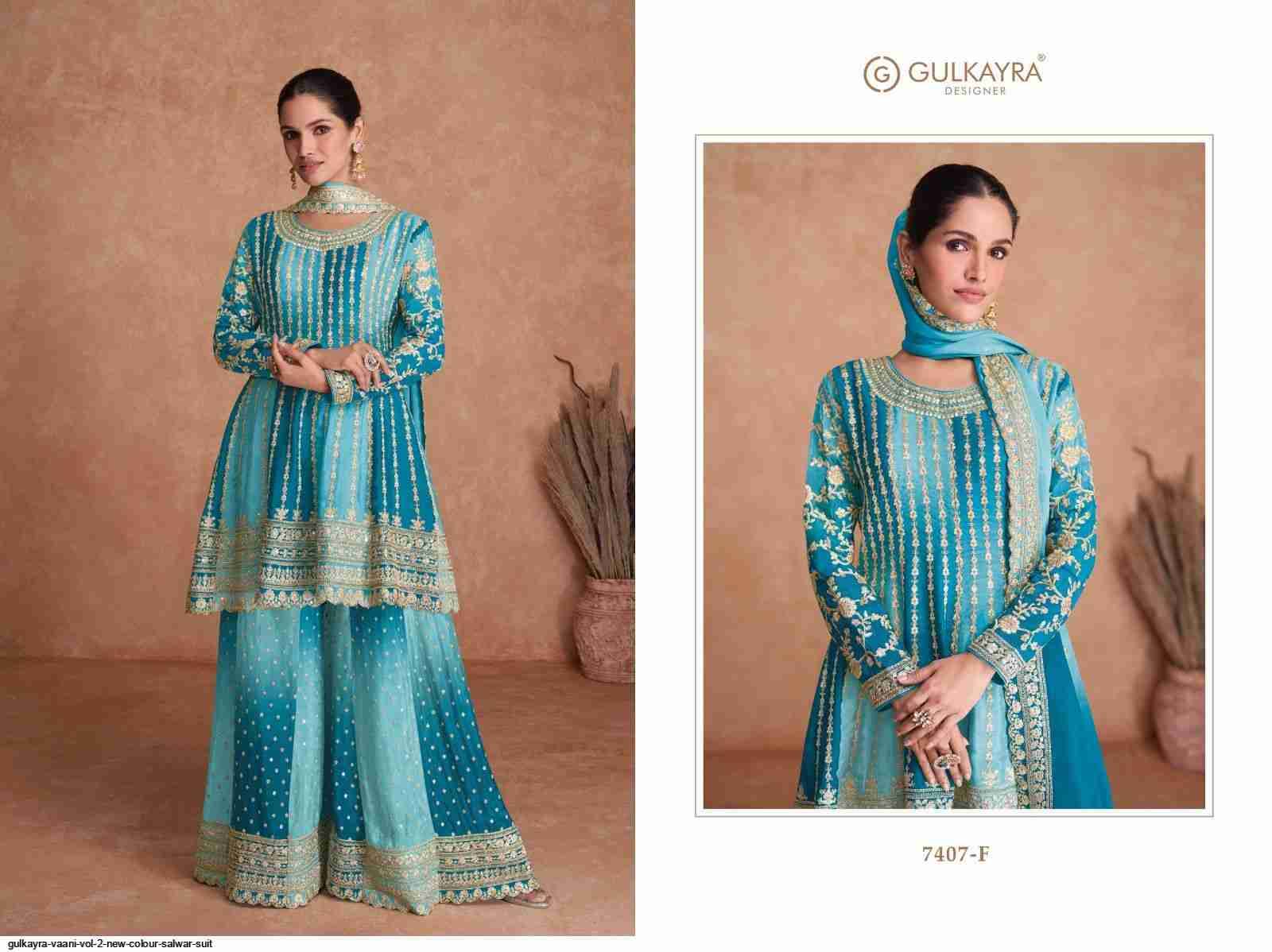 Vaani Vol-2 New Colours By Gulkayra Designer 7407-F To 7407-N Series Designer Festive Festive Suits Collection Beautiful Stylish Fancy Colorful Party Wear & Occasional Wear Chinnon Dresses At Wholesale Price