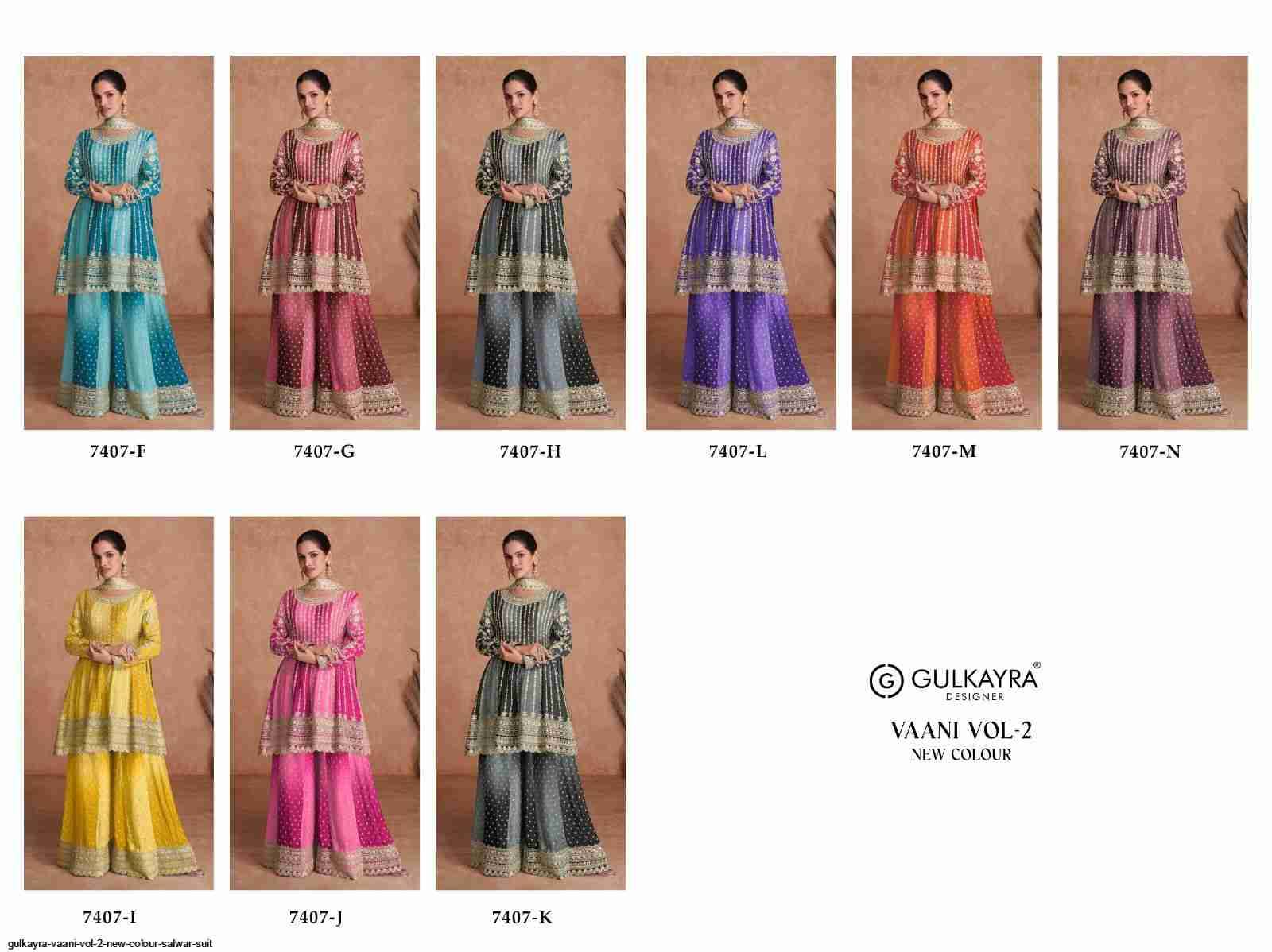 Vaani Vol-2 New Colours By Gulkayra Designer 7407-F To 7407-N Series Designer Festive Festive Suits Collection Beautiful Stylish Fancy Colorful Party Wear & Occasional Wear Chinnon Dresses At Wholesale Price