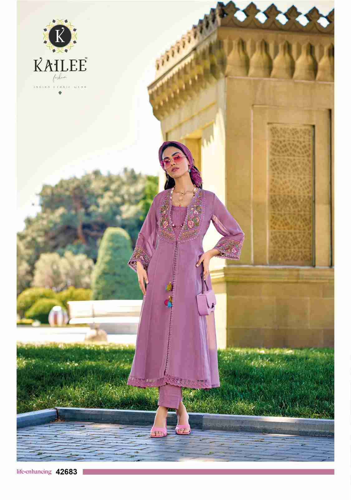 Floral Vol-2 By Kailee 42681 To 42685 Series Designer Festive Suits Beautiful Stylish Fancy Colorful Party Wear & Occasional Wear Pure Viscose Organza Silk Dresses At Wholesale Price