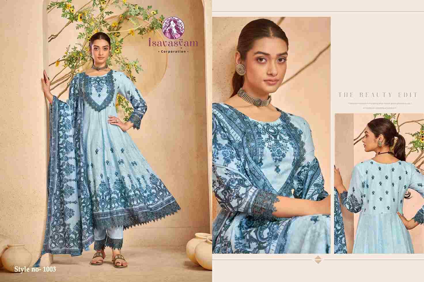 Nafiza By Isavasyam 1001 To 1006 Series Designer Anarkali Suits Beautiful Fancy Colorful Stylish Party Wear & Occasional Wear Mal Mal Cotton Dresses At Wholesale Price