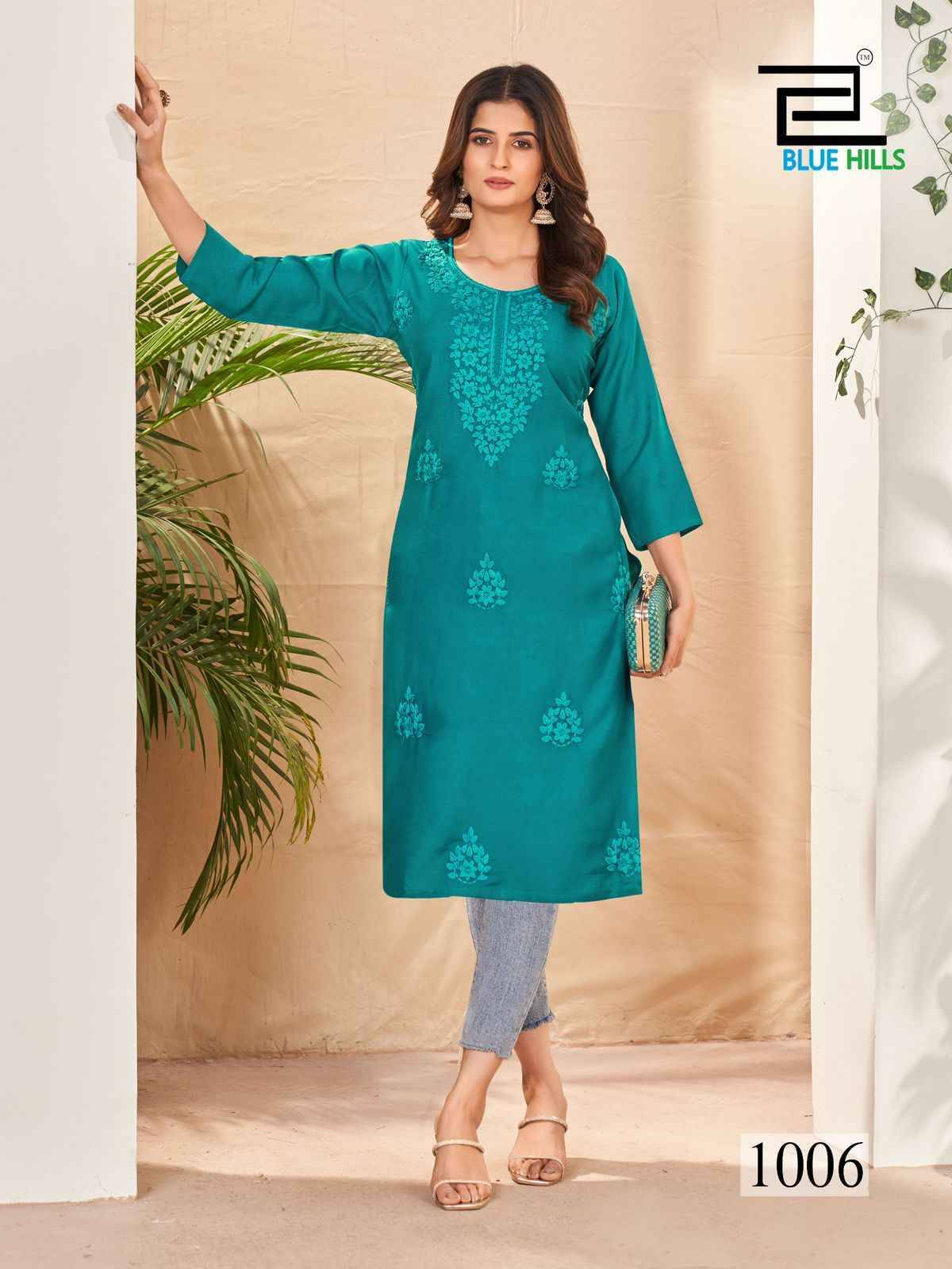 Supriya By Blue Hills 1001 To 1006 Series Designer Stylish Fancy Colorful Beautiful Party Wear & Ethnic Wear Collection Rayon Print Kurtis At Wholesale Price