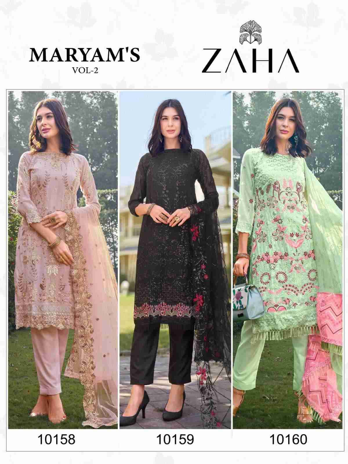 Maryams Vol-2 By Zaha 10158 To 10160 Series Beautiful Pakistani Suits Stylish Fancy Colorful Party Wear & Occasional Wear Faux Georgette Embroidered Dresses At Wholesale Price