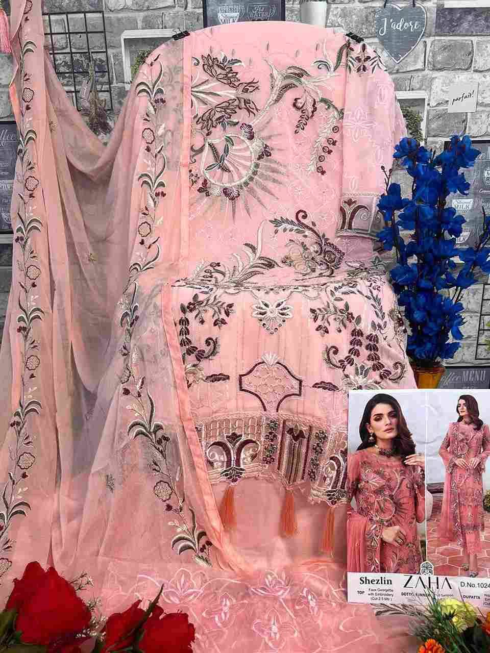 Shezlin By Zaha 10247 To 10249 Series Beautiful Pakistani Suits Colorful Stylish Fancy Casual Wear & Ethnic Wear Faux Georgette Dresses At Wholesale Price