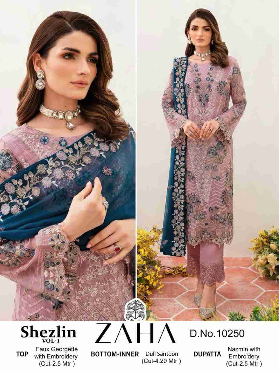 Shezlin Vol-1 By Zaha 10250 To 10252 Series Beautiful Pakistani Suits Colorful Stylish Fancy Casual Wear & Ethnic Wear Faux Georgette Dresses At Wholesale Price