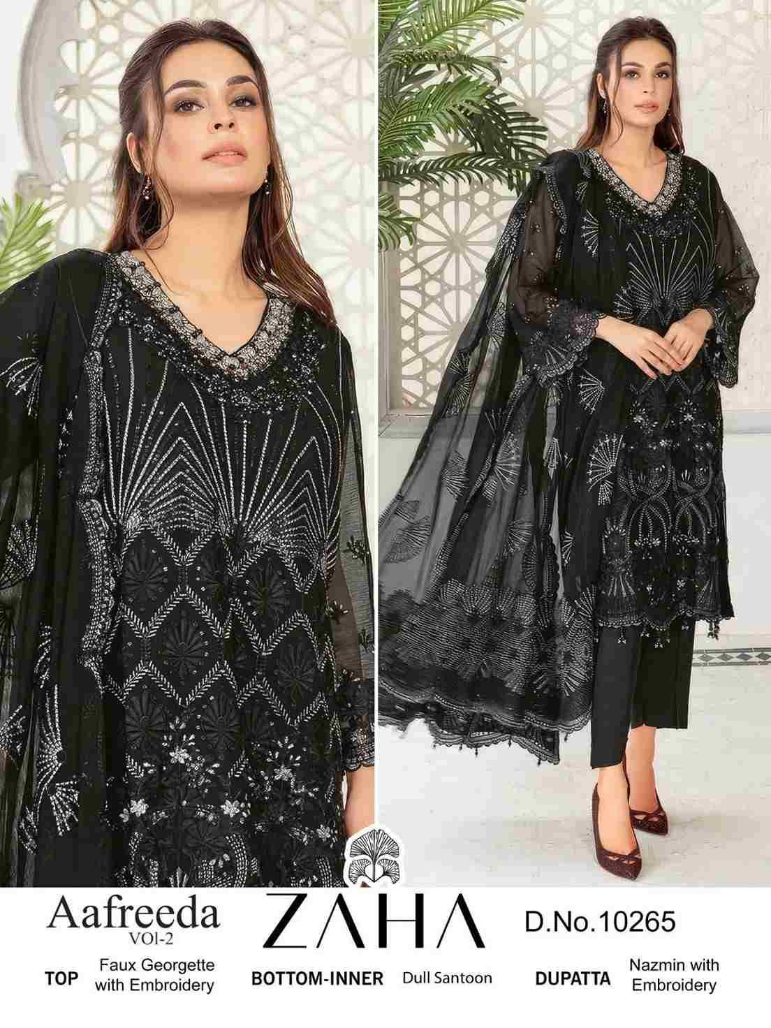 Aafreeda Vol-2 By Zaha 10264 To 10266 Series Beautiful Pakistani Suits Colorful Stylish Fancy Casual Wear & Ethnic Wear Faux Georgette Embroidered Dresses At Wholesale Price