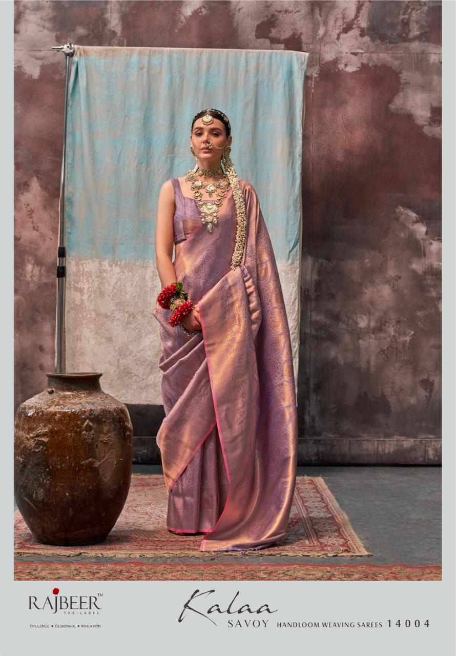 Kalaa By Rajbeer 14001 To 14006 Series Indian Traditional Wear Collection Beautiful Stylish Fancy Colorful Party Wear & Occasional Wear Handloom Silk Sarees At Wholesale Price