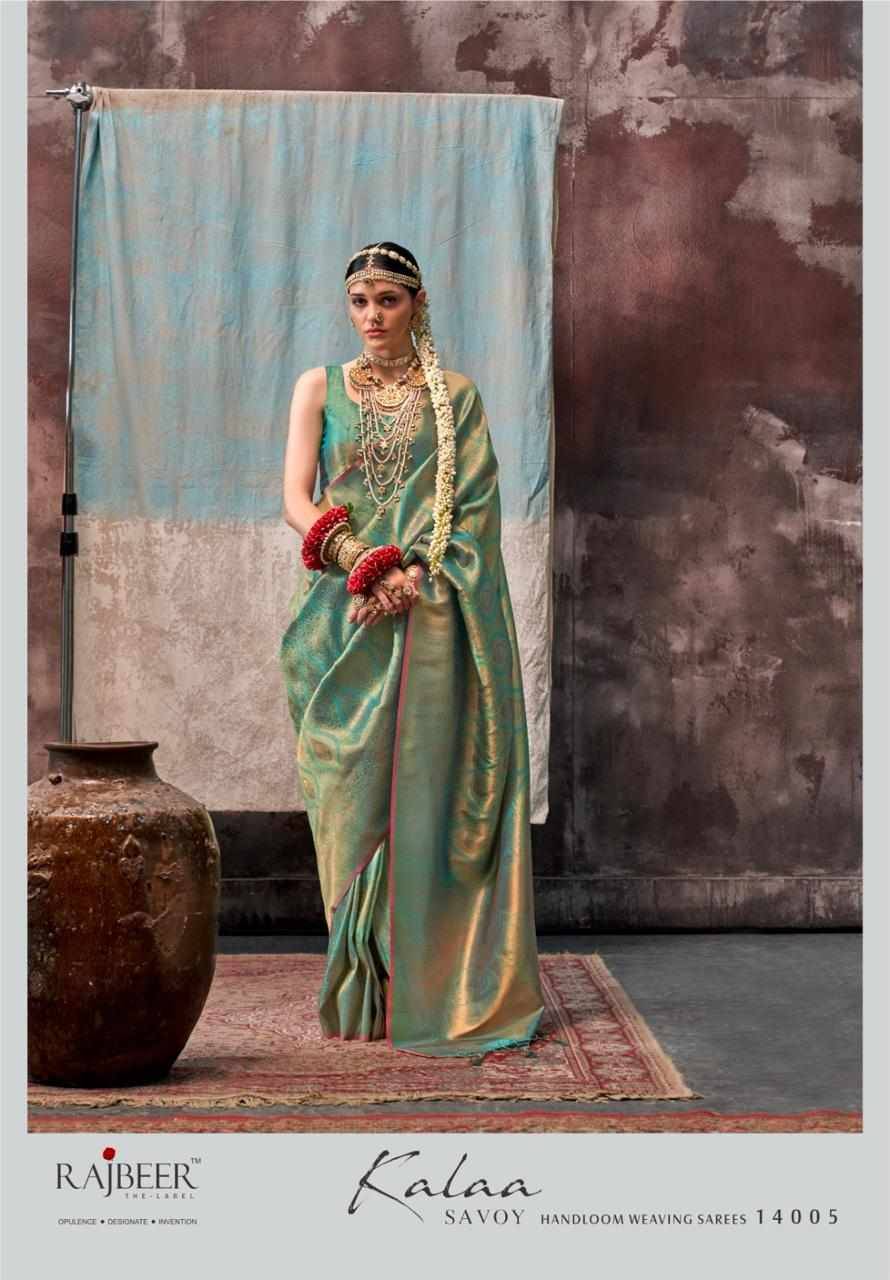 Kalaa By Rajbeer 14001 To 14006 Series Indian Traditional Wear Collection Beautiful Stylish Fancy Colorful Party Wear & Occasional Wear Handloom Silk Sarees At Wholesale Price