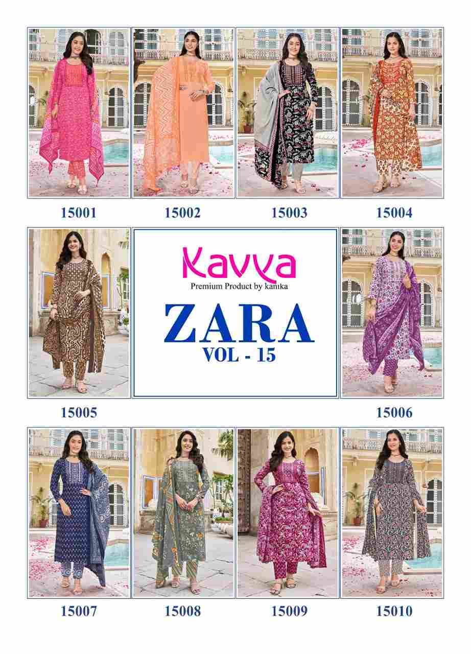 Zara Vol-15 By Kavya 15001 To 15010 Series Beautiful Stylish Fancy Colorful Casual Wear & Ethnic Wear Collection Pure Cambric Cotton Dresses At Wholesale Price