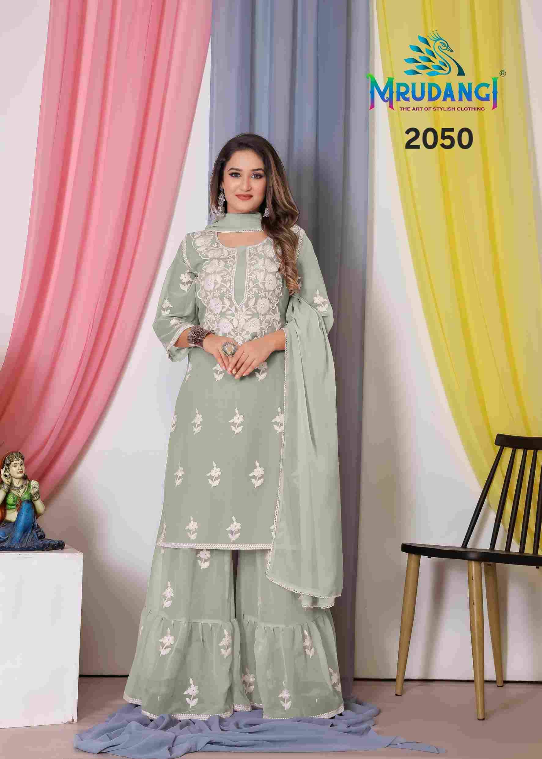 Noor By Mrudangi 2047 To 2050 Series Beautiful Stylish Sharara Colorful Casual Wear & Ethnic Wear Collection Bemberg Georgette Dresses At Wholesale Price