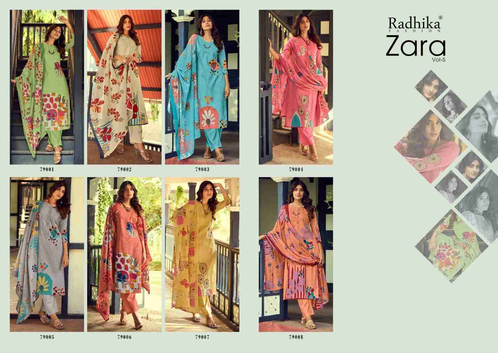 Zara Vol-5 By Radhika Fashion 79001 To 79008 Series Beautiful Festive Suits Stylish Fancy Colorful Casual Wear & Ethnic Wear Jam Cotton Print Dresses At Wholesale Price