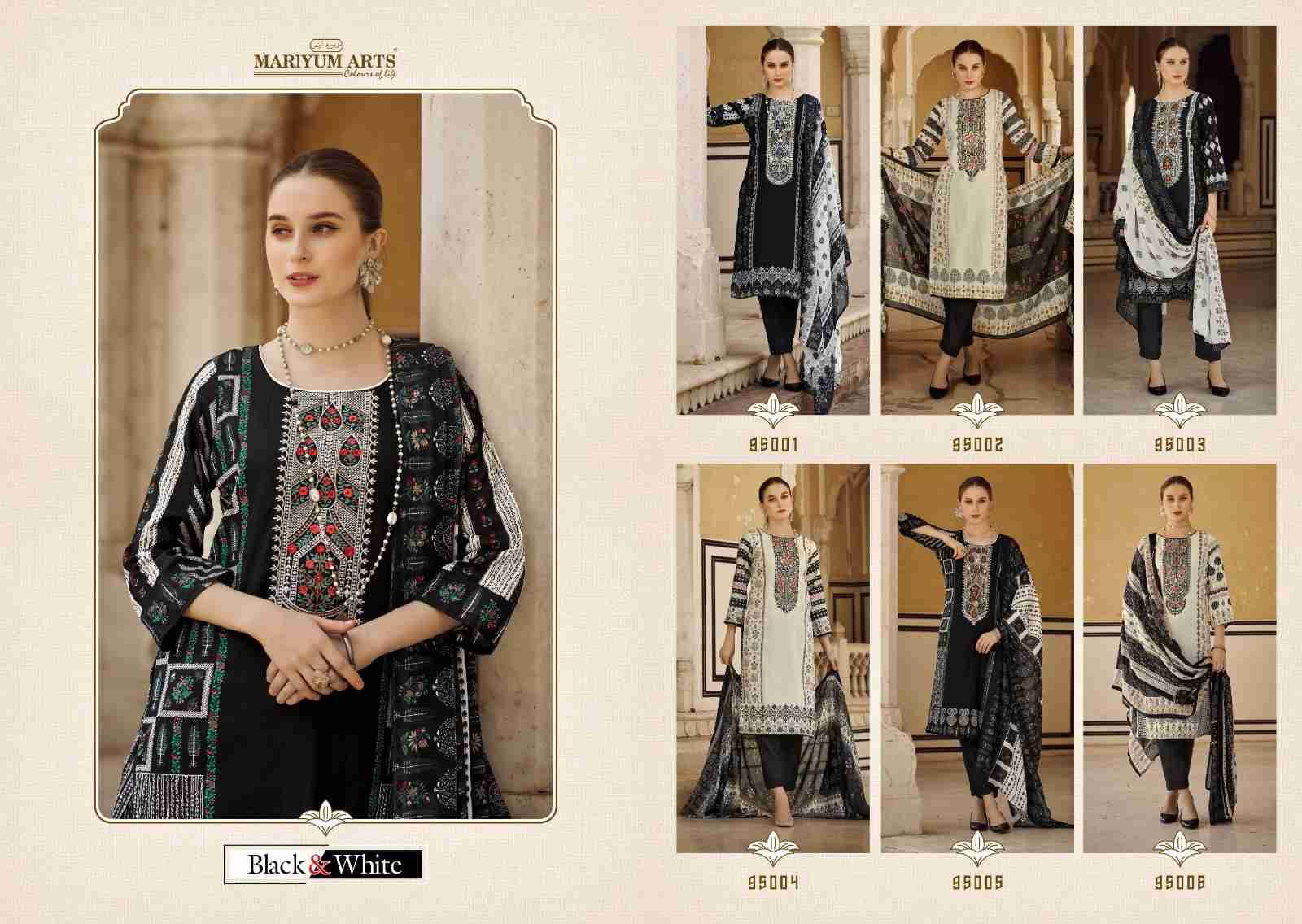 Black And White By Mariyum Arts 95001 To 95006 Series Beautiful Festive Suits Stylish Fancy Colorful Casual Wear & Ethnic Wear Cambric Cotton Print Dresses At Wholesale Price