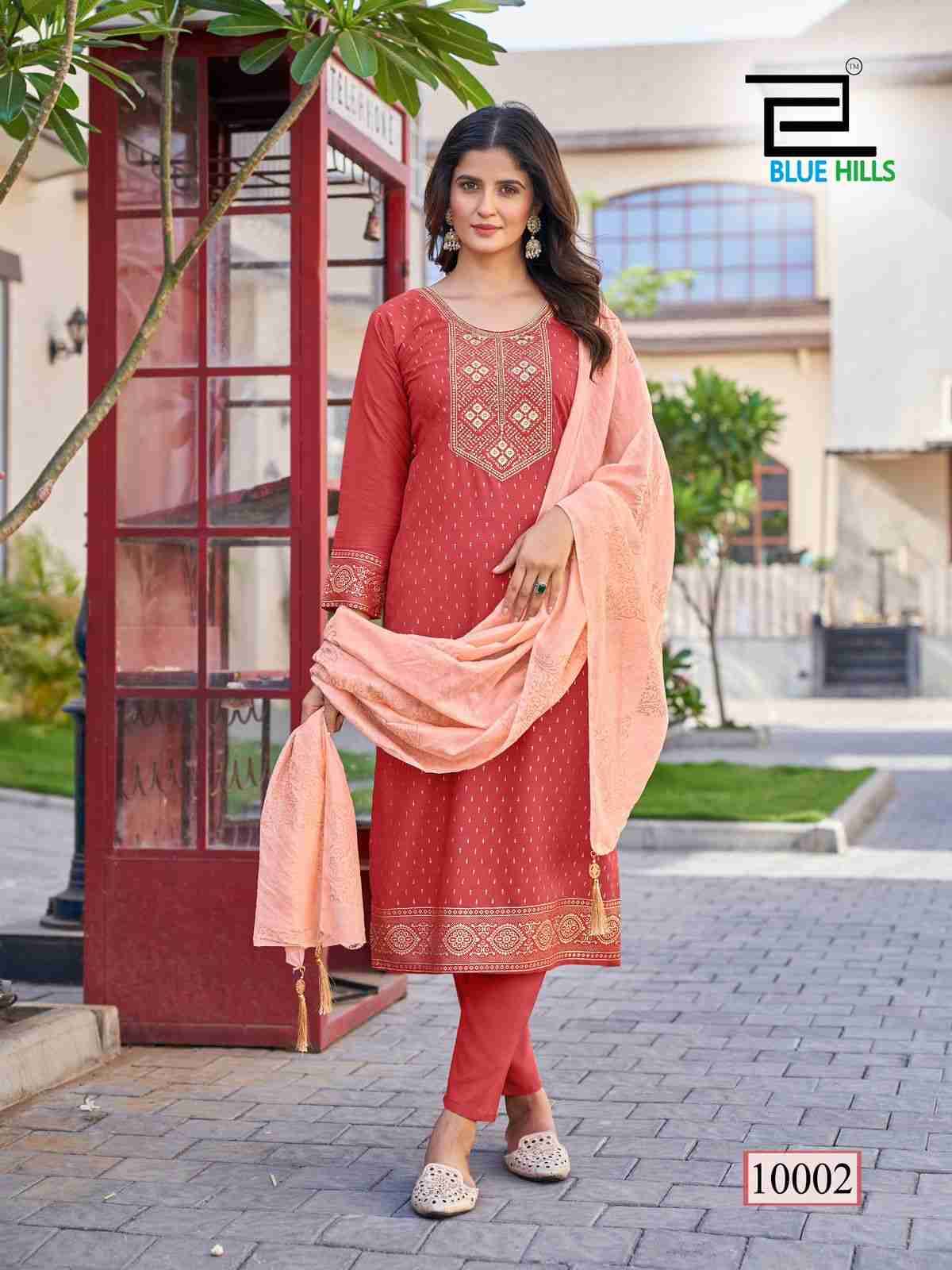 Royal Touch Vol-10 By Blue Hills 10001 To 10008 Series Beautiful Stylish Fancy Colorful Casual Wear & Ethnic Wear Collection Rayon Foil Dresses At Wholesale Price