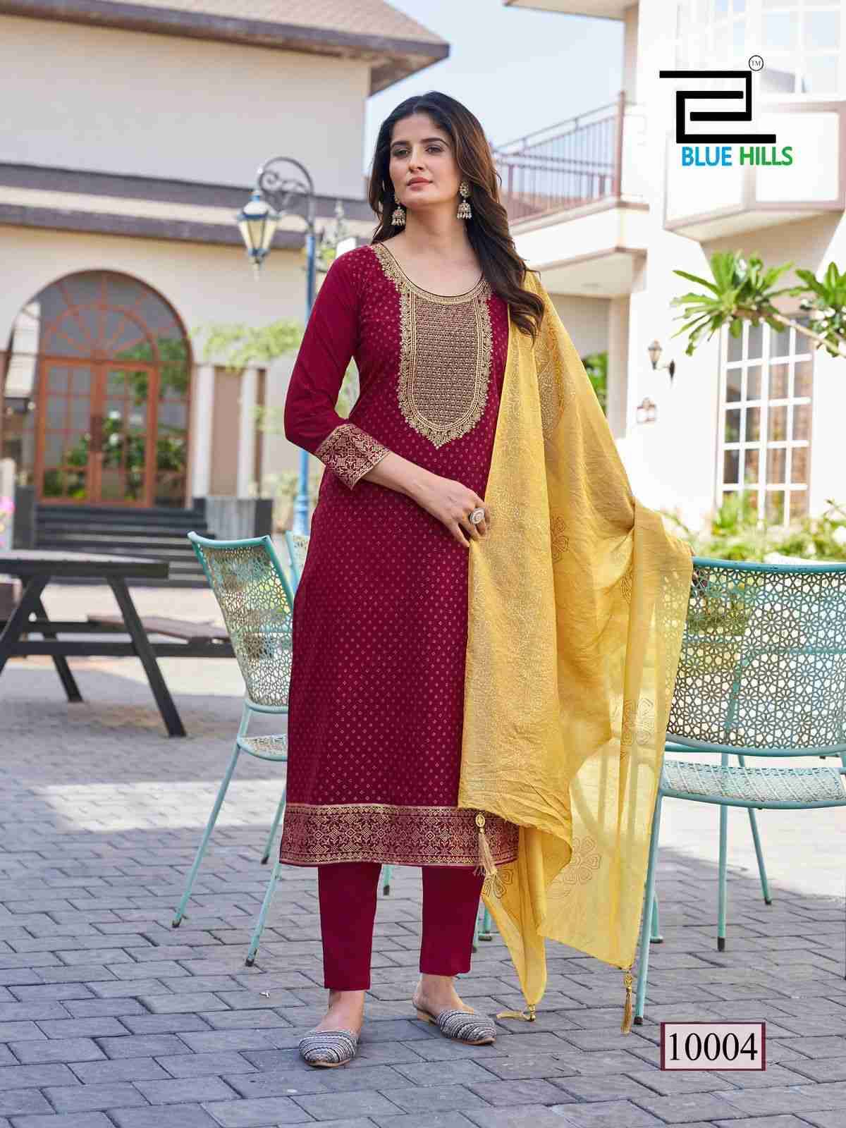 Royal Touch Vol-10 By Blue Hills 10001 To 10008 Series Beautiful Stylish Fancy Colorful Casual Wear & Ethnic Wear Collection Rayon Foil Dresses At Wholesale Price