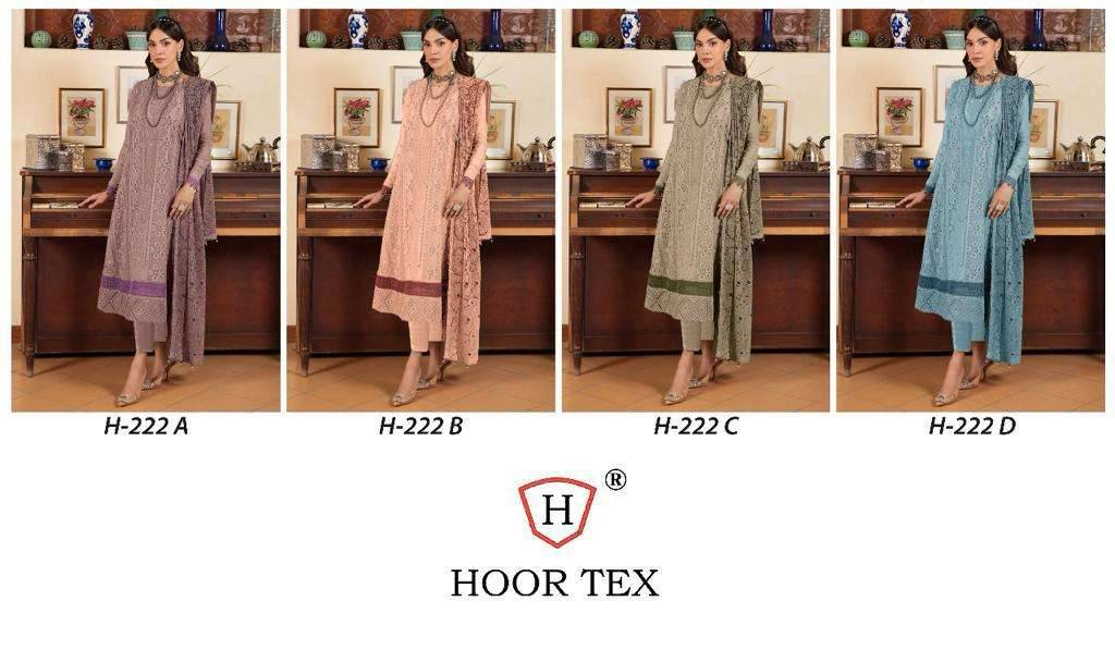 Hoor Tex Hit Design H-222 Colours By Hoor Tex H-222-A To H-222-D Series Designer Festive Pakistani Suits Collection Beautiful Stylish Fancy Colorful Party Wear & Occasional Wear Georgette Embroidered Dresses At Wholesale Price