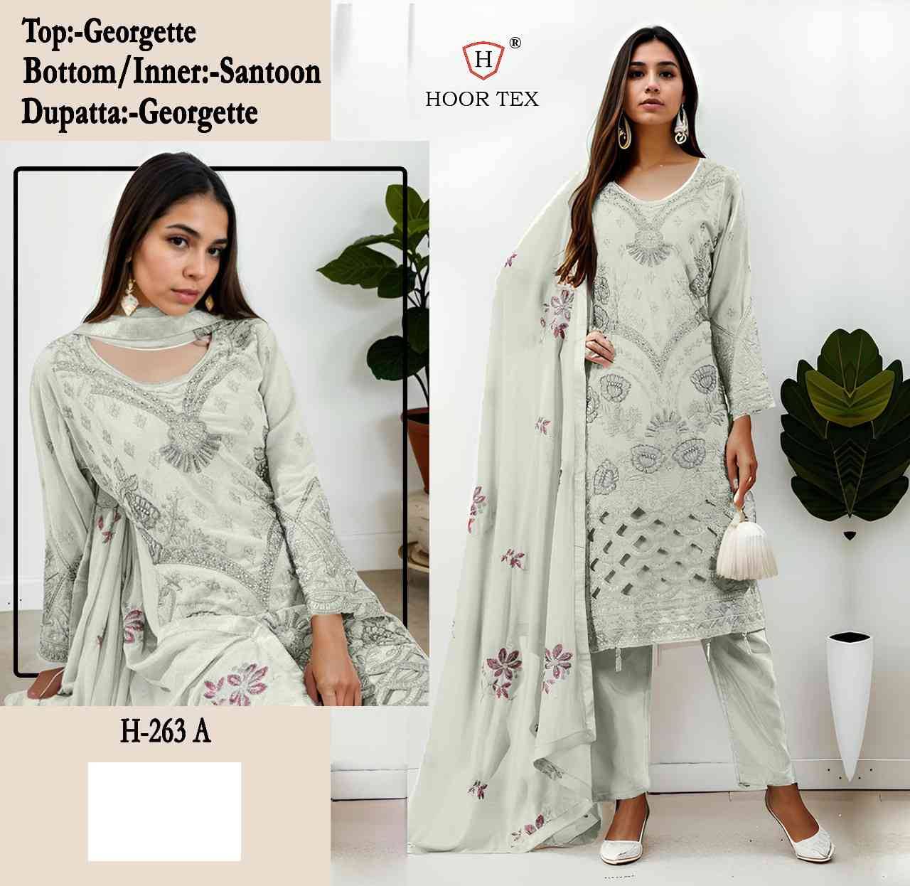 Hoor Tex Hit Design H-263 Colours By Hoor Tex H-263-A To H-263-C Series Designer Festive Pakistani Suits Collection Beautiful Stylish Fancy Colorful Party Wear & Occasional Wear Heavy Georgette With Embroidered Dresses At Wholesale Price