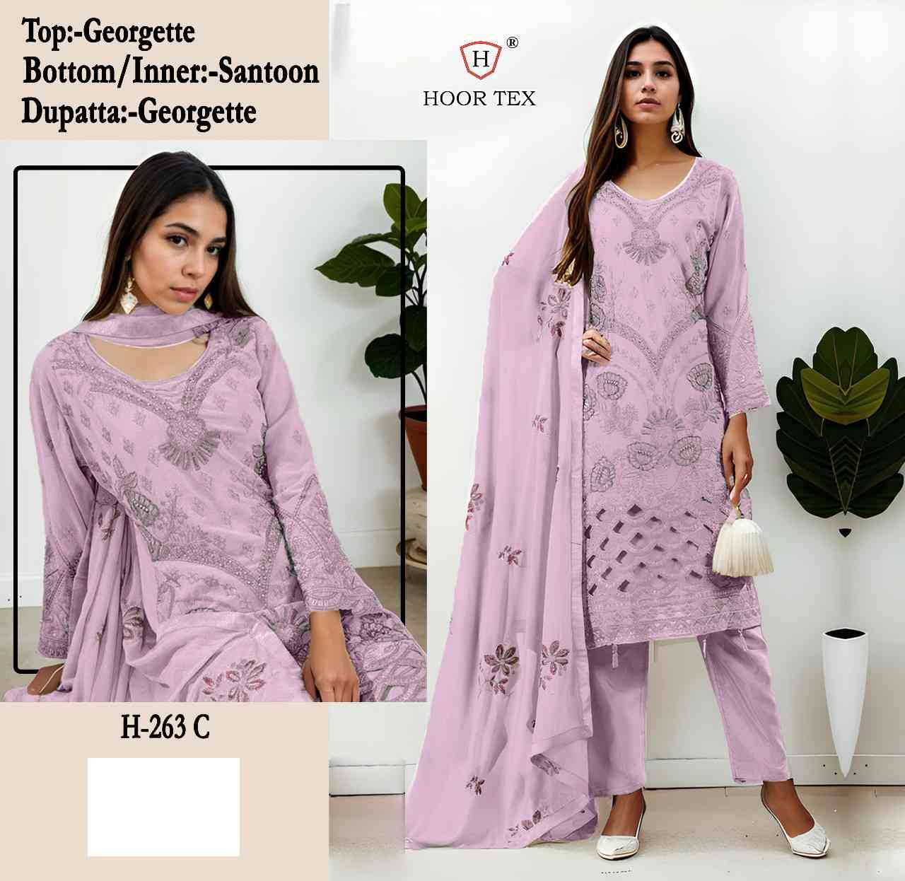 Hoor Tex Hit Design H-263 Colours By Hoor Tex H-263-A To H-263-C Series Designer Festive Pakistani Suits Collection Beautiful Stylish Fancy Colorful Party Wear & Occasional Wear Heavy Georgette With Embroidered Dresses At Wholesale Price