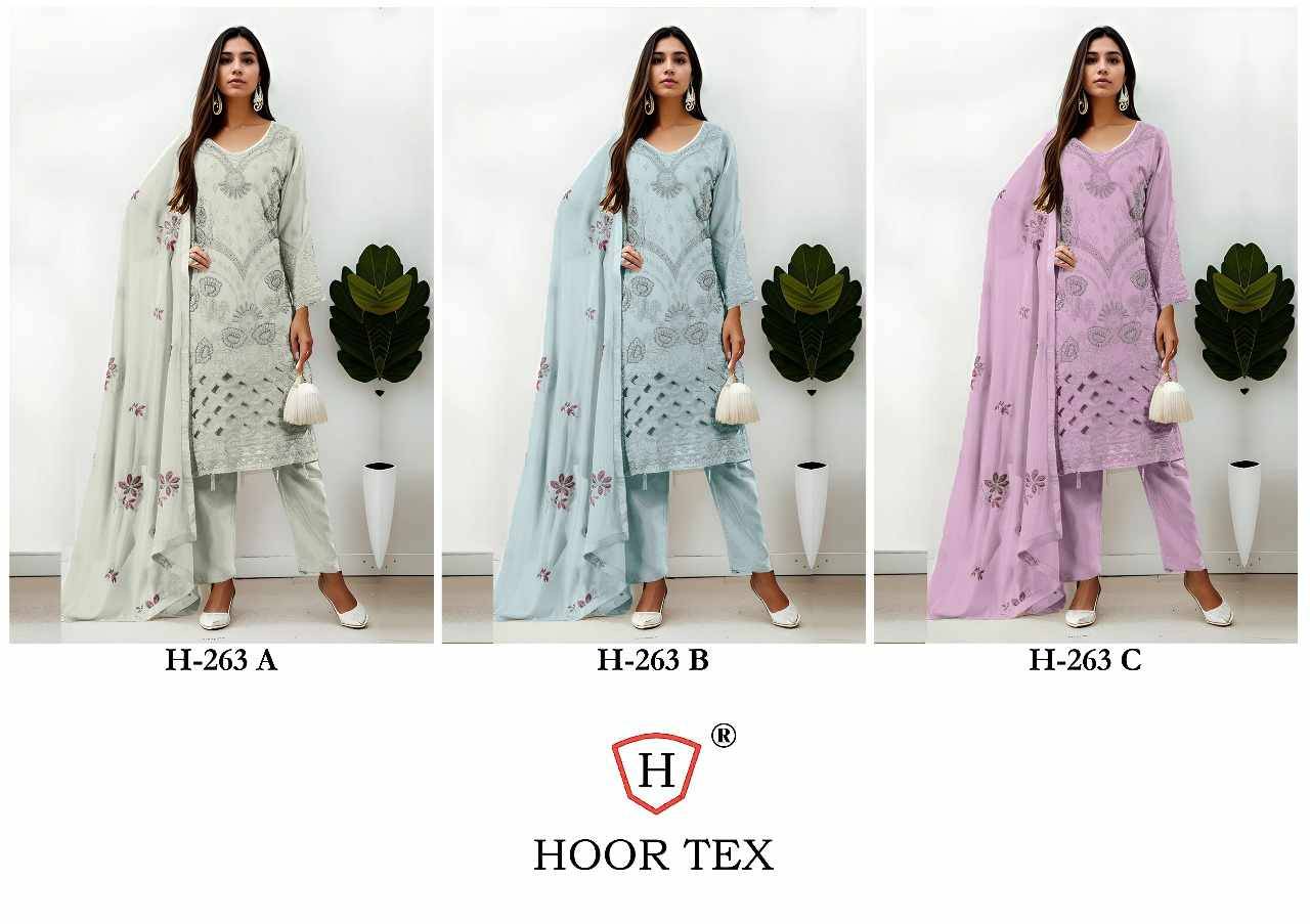 Hoor Tex Hit Design H-263 Colours By Hoor Tex H-263-A To H-263-C Series Designer Festive Pakistani Suits Collection Beautiful Stylish Fancy Colorful Party Wear & Occasional Wear Heavy Georgette With Embroidered Dresses At Wholesale Price