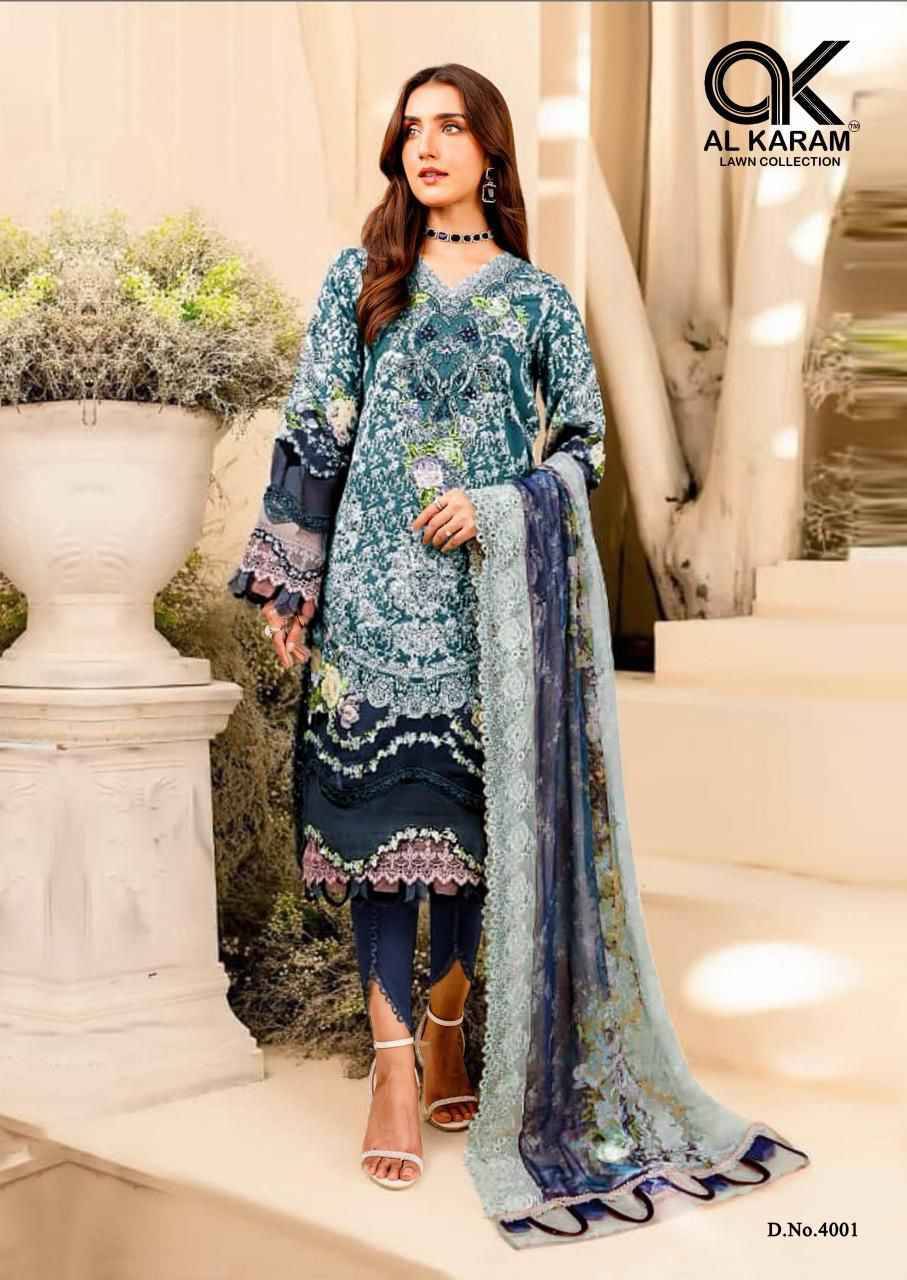 Firdous Vol-4 By Al Karam Lawn Collection 4001 To 4006 Series Beautiful Festive Suits Stylish Fancy Colorful Casual Wear & Ethnic Wear Soft Cotton Print Dresses At Wholesale Price